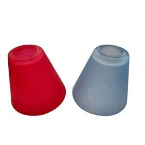 (2) Interior Accents 1997 Frosted Glass Lumination Lamp Shades Red Blue‎ Vintage